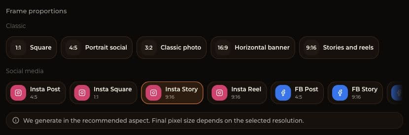 Photo format choices in RestoPhoto Studio