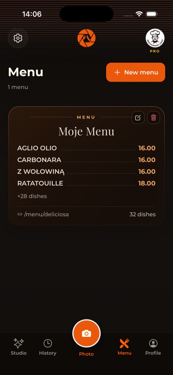 Digital QR menu
